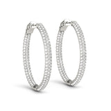 White Gold Lab Diamond 3-Row Oval Hoop Earrings