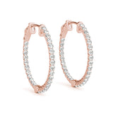 Rose Gold Diamond Inside Out Hoop Earrings