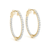 14K Yellow Gold Diamond Inside Out Hoop Earrings