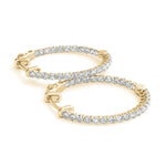 14K Yellow Gold Diamond Inside Out Hoop Earrings