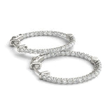 14K White Gold Diamond Inside Out Hoop Earrings