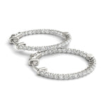 White Gold Lab Diamond Inside Out Hoop Earrings