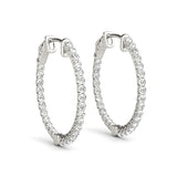 White Gold Lab Diamond Inside Out Hoop Earrings