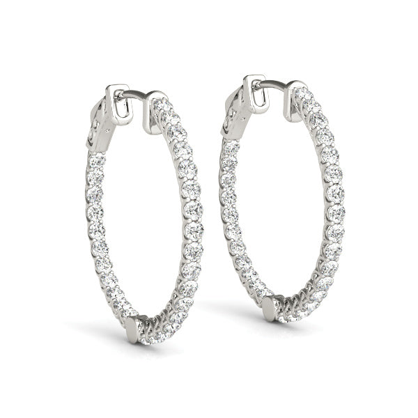 White Gold Lab Diamond Inside Out Hoop Earrings