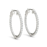 14K White Gold Diamond Inside Out Hoop Earrings