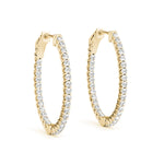 18K Yellow Gold Diamond Inside Out Hoop Earrings