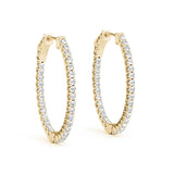 18K Yellow Gold Diamond Inside Out Hoop Earrings