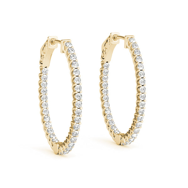 18K Yellow Gold Diamond Inside Out Hoop Earrings