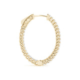 18K Yellow Gold Diamond Inside Out Hoop Earrings