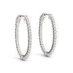 18K White Gold Diamond Inside Out Hoop Earrings