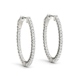 18K White Gold Diamond Inside Out Hoop Earrings
