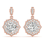 Rose Gold Lab Diamond Scalloped Halo Earrings