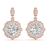 Rose Gold Lab Diamond Scalloped Halo Earrings