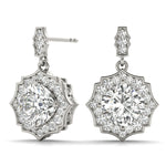 White Platinum Diamond Scalloped Halo Earrings