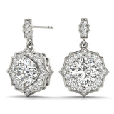 White Platinum Diamond Scalloped Halo Earrings