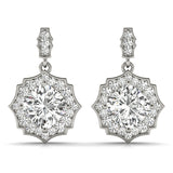 White Gold Lab Diamond Scalloped Halo Earrings
