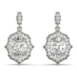 14K Gold Diamond Oval Halo Earrings
