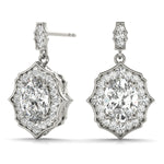 18K White Gold Oval Diamond Halo Earrings 0.39-0.47 CT