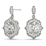 18K White Gold Oval Diamond Halo Earrings 0.39-0.47 CT