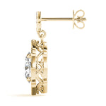 14K Yellow Gold Diamond Oval Halo Earrings