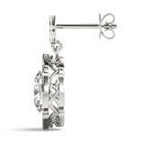 18K White Gold Oval Diamond Halo Earrings 0.39-0.47 CT