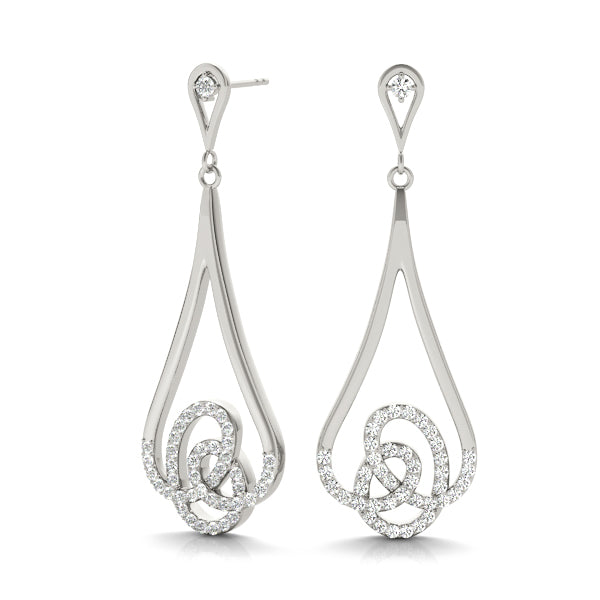 14K White Gold Lab Diamond Cluster Earrings