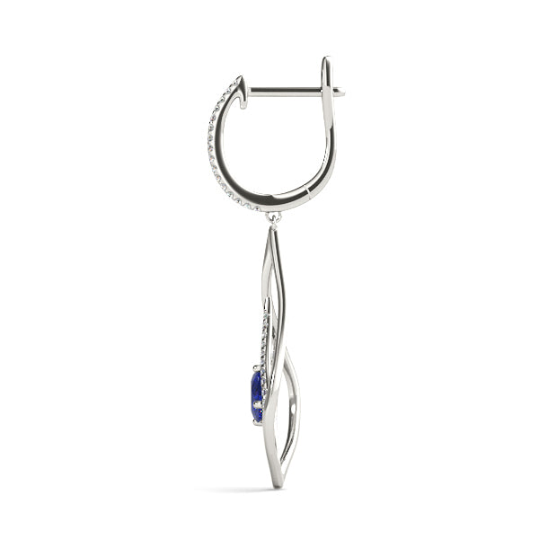 White Gold Lab Diamond Oval Drop Earrings