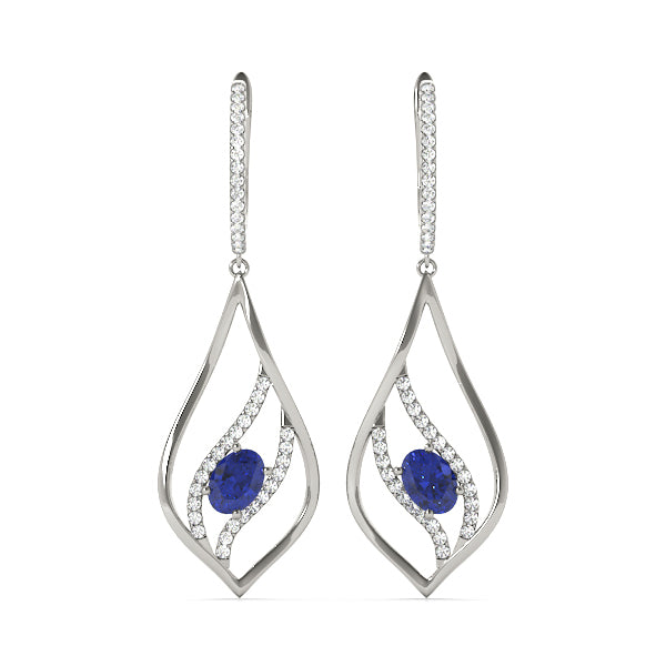 Platinum Lab Diamond Oval Accent Earrings