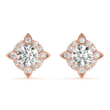 Rose Gold Lab Diamond Halo Earring Pair