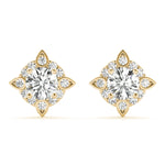 18K Yellow Gold Diamond Cluster Earrings