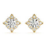 18K Yellow Gold Diamond Cluster Earrings