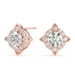 Rose Gold Lab Diamond Halo Earring Pair