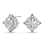 White Platinum Round Diamond Halo Earrings