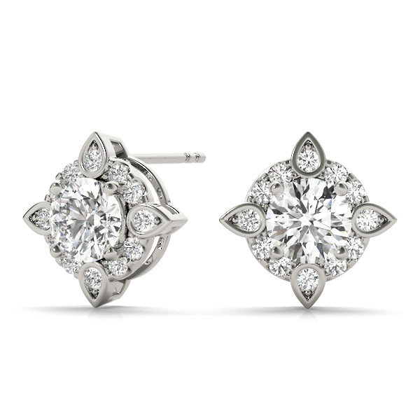 18K White Gold Lab Diamond Halo Earrings