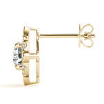 14K Yellow Gold Diamond Cluster Halo Earrings