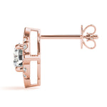 Rose Gold Lab Diamond Halo Earring Pair