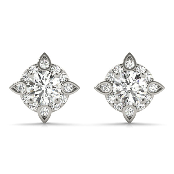 18K White Gold Lab Diamond Halo Earrings