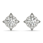 14K White Gold Lab Diamond Halo Stud Earrings