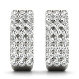 Platinum Diamond J-Hoop Earrings - Lab Created