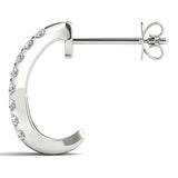 14K White Gold Lab Diamond J-Hoop Earrings