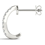 Platinum Diamond J-Hoop Earrings - Lab Created