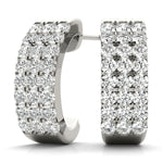 14K White Gold Lab Diamond J-Hoop Earrings