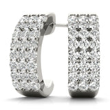 Platinum Diamond J-Hoop Earrings - Lab Created