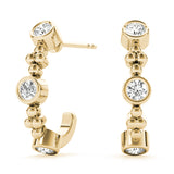 14K Yellow Gold Diamond J-Hoop Earrings