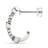 14K White Gold Diamond J-Hoop Earrings