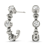 Platinum Diamond J-Hoop Earrings | Lab Grown