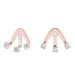 14K Rose Gold 3-Stone Lab Diamond Earring Jackets