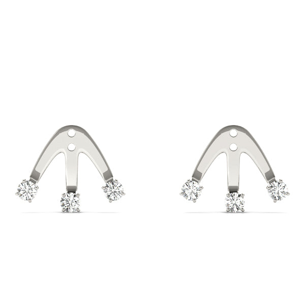14K White Gold 3-Stone Diamond Earring Jackets