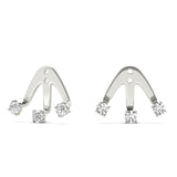 14K White Gold 3-Stone Diamond Earring Jackets