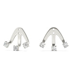 18K White Gold 3-Stone Lab Diamond Earring Jackets